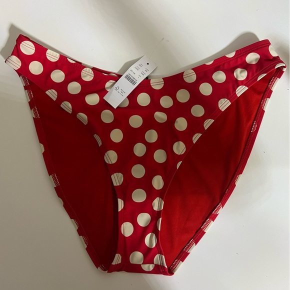 J. Crew Red and Cream Polka Dot Bikini - size Large - Picture 3 of 5